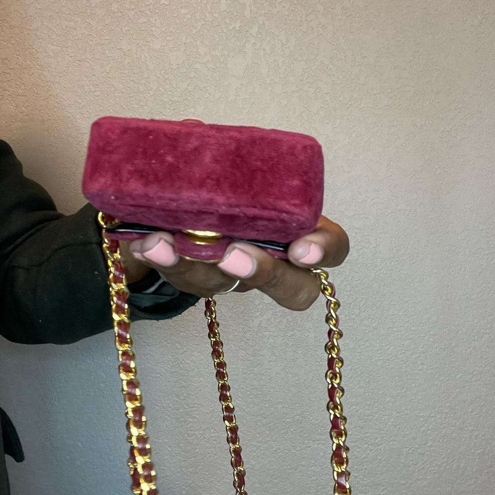 Rare Vintage Chanel Nano Velvet Flap Bag - Picture 5 of 12